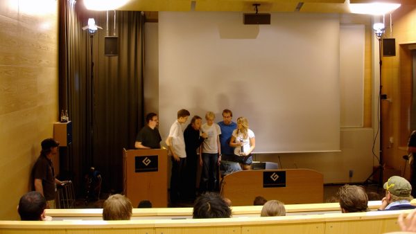 The Wobble Trouble team receiving "Best Serious Game" at the Gotland Game Awards 2007