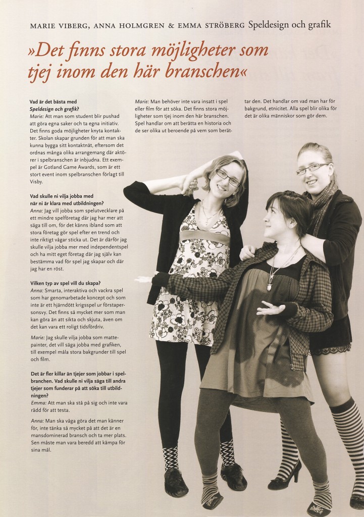 Students Marie, Anna & Emma interviewed about our Game Design and Graphics program
