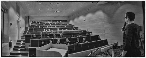 Josef Falconshield in front of a sedated herd of students. ... pretty frame to hide the poor panorama stitching. :D