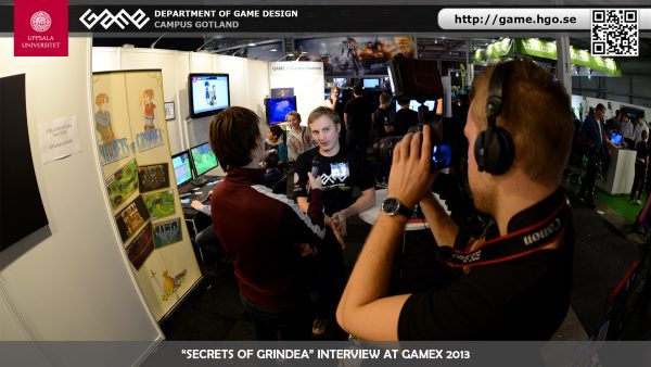 Teddy Sjöström, one of the developers behind Secrets of Grindea, getting interviewed in our booth at Gamex 2013.