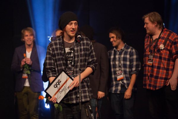 Defunct receiving "Best Second Year Project" at the Gotland Game Conference 2014