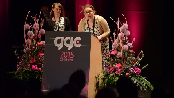 Representatives from Almedalen Library, handing out the library award at the GGC 2015